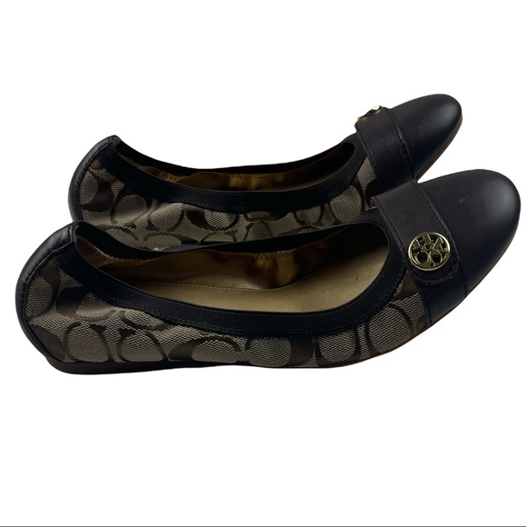 Coach Chelsey Chestnut Khaki Ballet Flats Gold Hardware Matte Calf Leather 8M - Picture 6 of 8